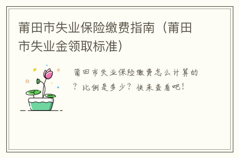 莆田市失业保险缴费指南（莆田市失业金领取标准）