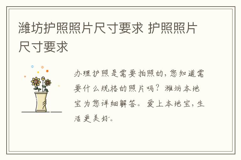 潍坊护照照片尺寸要求 护照照片尺寸要求