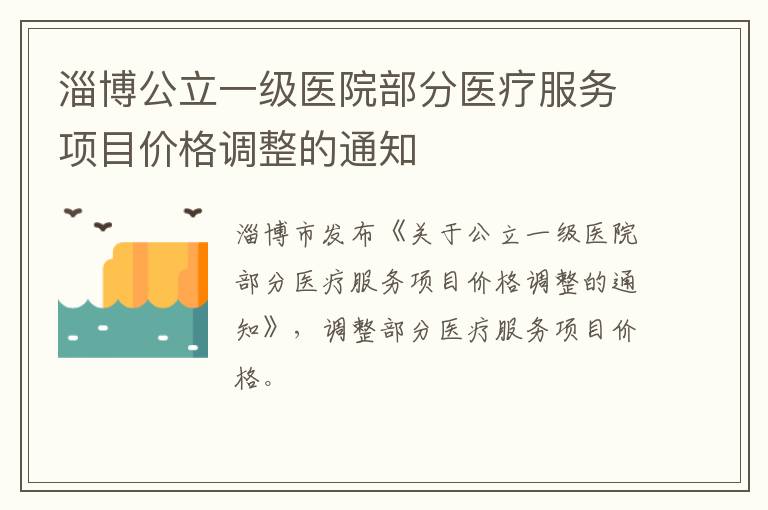 淄博公立一级医院部分医疗服务项目价格调整的通知