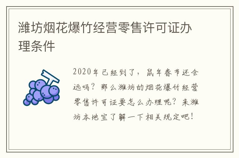 潍坊烟花爆竹经营零售许可证办理条件