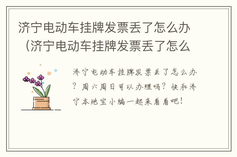 济宁电动车挂牌发票丢了怎么办（济宁电动车挂牌发票丢了怎么办理）