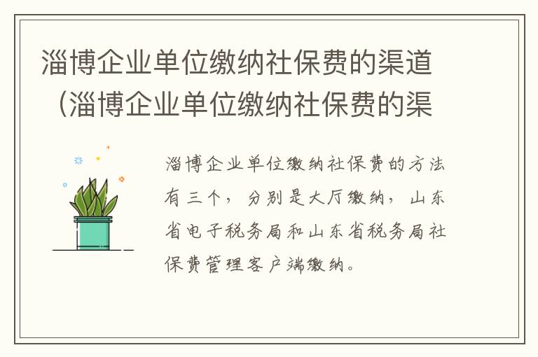 淄博企业单位缴纳社保费的渠道（淄博企业单位缴纳社保费的渠道是什么）