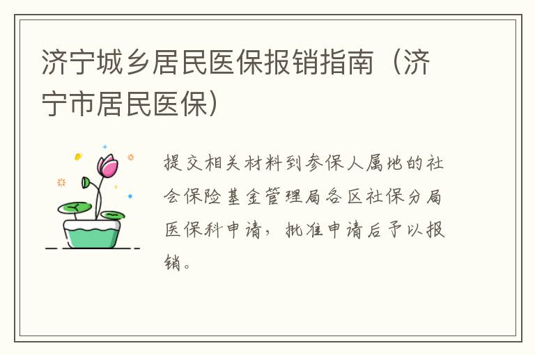 济宁城乡居民医保报销指南（济宁市居民医保）