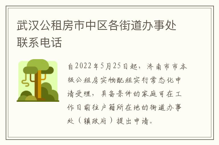 武汉公租房市中区各街道办事处联系电话