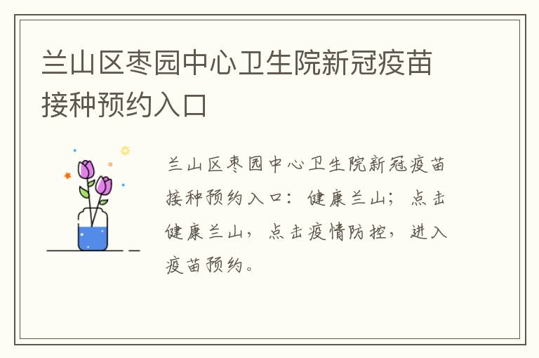 兰山区枣园中心卫生院新冠疫苗接种预约入口