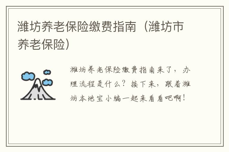 潍坊养老保险缴费指南（潍坊市养老保险）