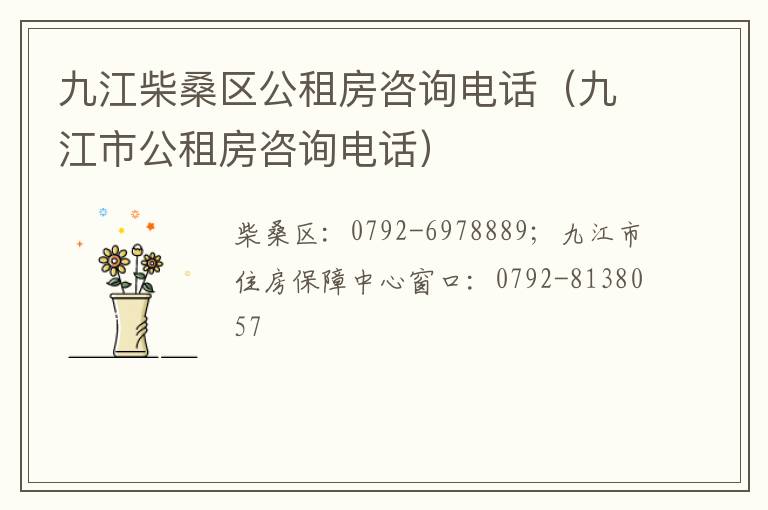 九江柴桑区公租房咨询电话（九江市公租房咨询电话）