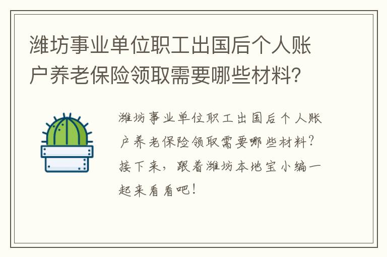 潍坊事业单位职工出国后个人账户养老保险领取需要哪些材料？