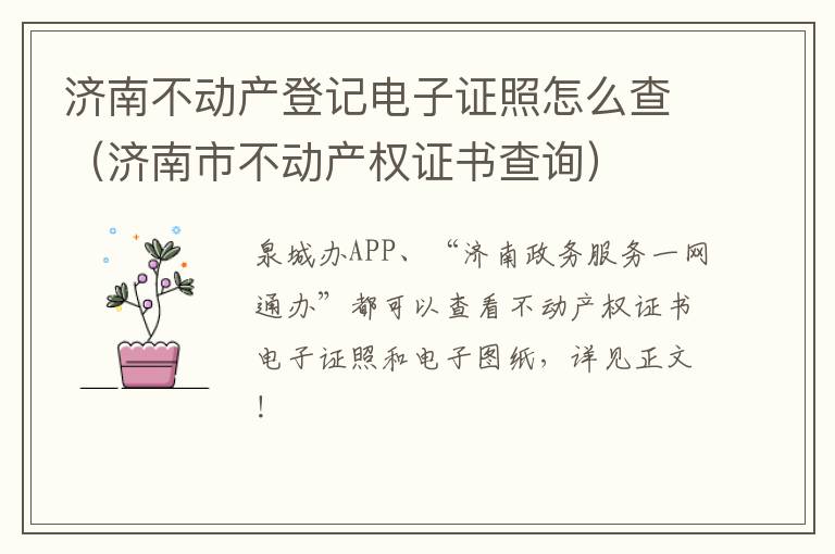 济南不动产登记电子证照怎么查（济南市不动产权证书查询）