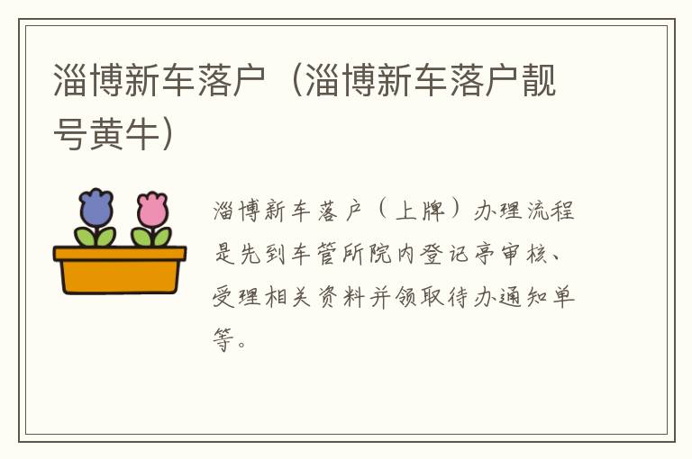 淄博新车落户（淄博新车落户靓号黄牛）