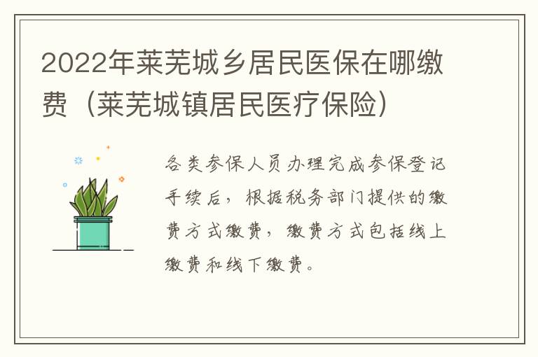 2022年莱芜城乡居民医保在哪缴费（莱芜城镇居民医疗保险）