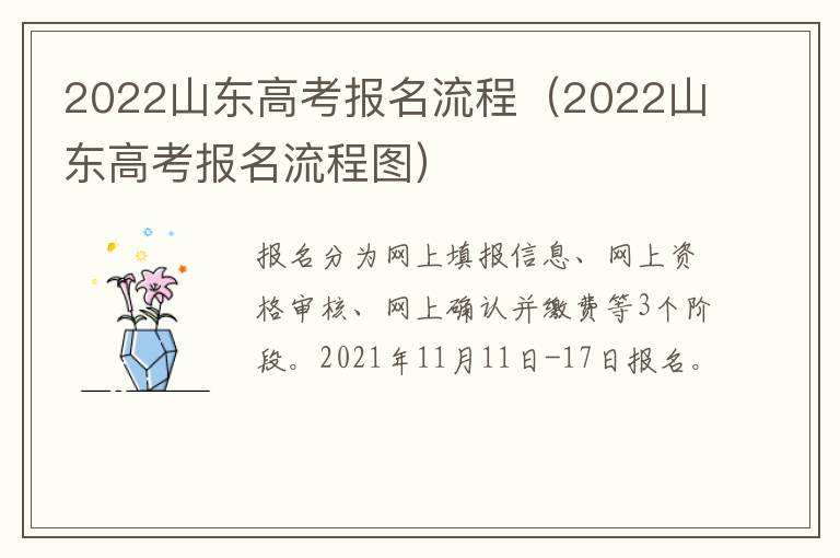 2022山东高考报名流程（2022山东高考报名流程图）
