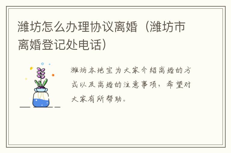 潍坊怎么办理协议离婚（潍坊市离婚登记处电话）