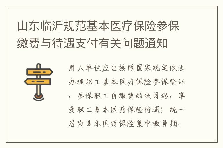 山东临沂规范基本医疗保险参保缴费与待遇支付有关问题通知