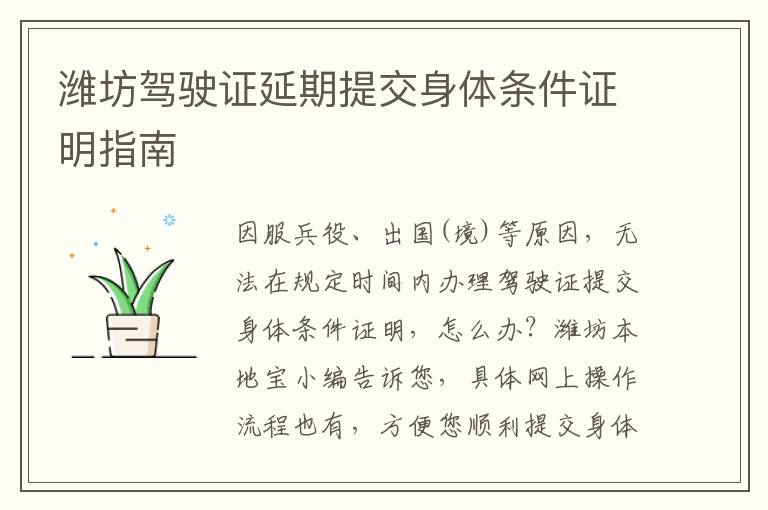 潍坊驾驶证延期提交身体条件证明指南