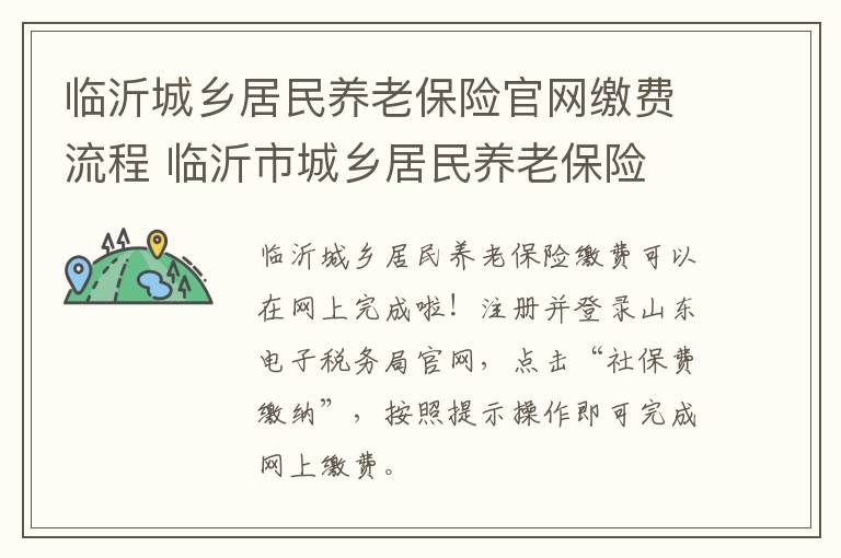 临沂城乡居民养老保险官网缴费流程 临沂市城乡居民养老保险