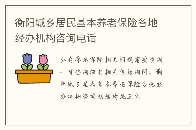 衡阳城乡居民基本养老保险各地经办机构咨询电话