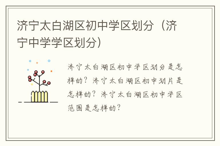 济宁太白湖区初中学区划分（济宁中学学区划分）