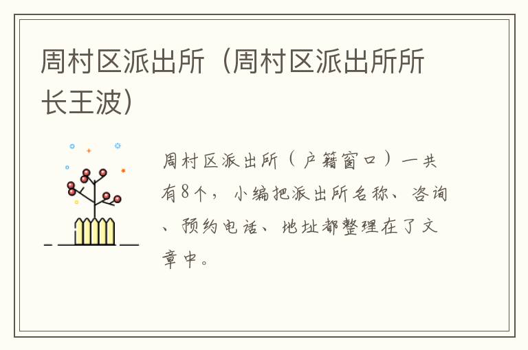 周村区派出所（周村区派出所所长王波）