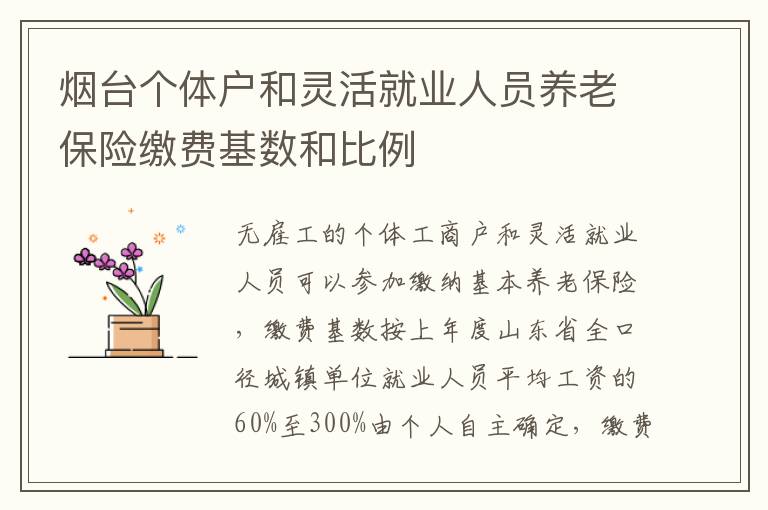烟台个体户和灵活就业人员养老保险缴费基数和比例