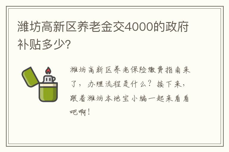 潍坊高新区养老金交4000的政府补贴多少？