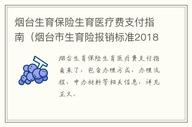 烟台生育保险生育医疗费支付指南（烟台市生育险报销标准2018）