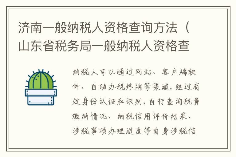 济南一般纳税人资格查询方法（山东省税务局一般纳税人资格查询）