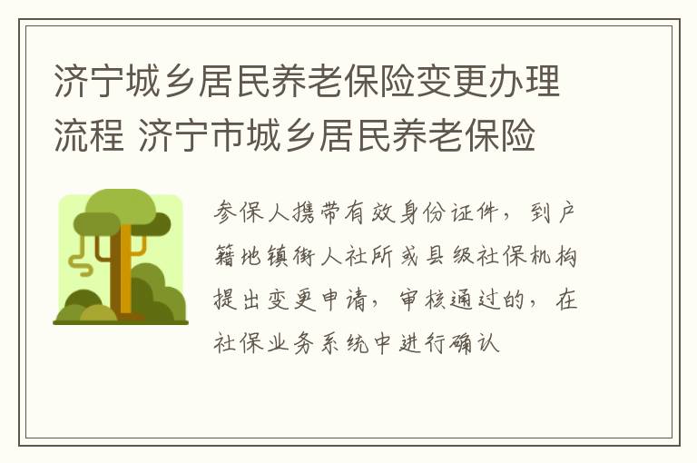 济宁城乡居民养老保险变更办理流程 济宁市城乡居民养老保险