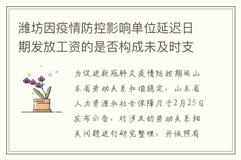 潍坊因疫情防控影响单位延迟日期发放工资的是否构成未及时支付劳动报酬?