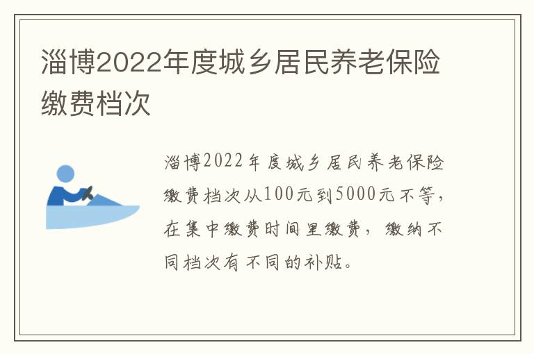 淄博2022年度城乡居民养老保险缴费档次