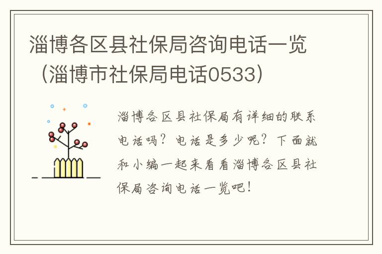 淄博各区县社保局咨询电话一览（淄博市社保局电话0533）