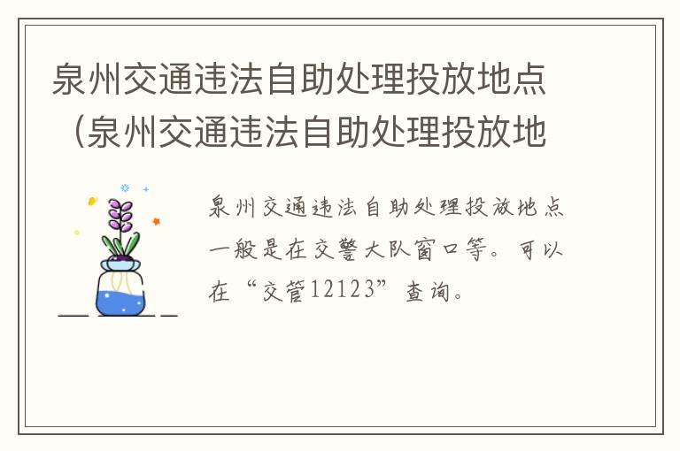 泉州交通违法自助处理投放地点（泉州交通违法自助处理投放地点在哪里）