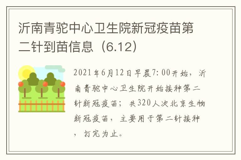 沂南青驼中心卫生院新冠疫苗第二针到苗信息（6.12）