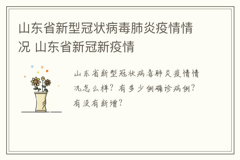山东省新型冠状病毒肺炎疫情情况 山东省新冠新疫情