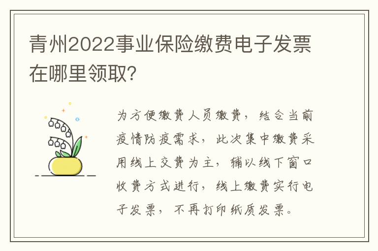 青州2022事业保险缴费电子发票在哪里领取？