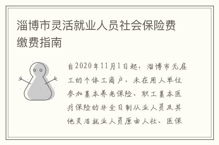 淄博市灵活就业人员社会保险费缴费指南