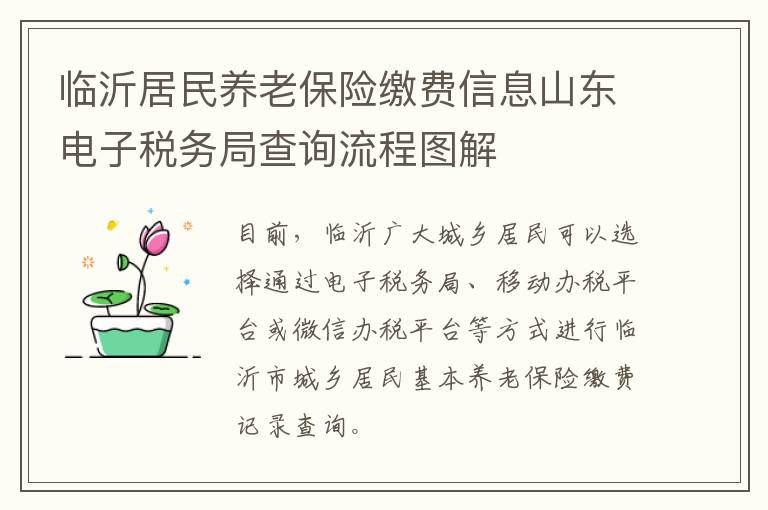 临沂居民养老保险缴费信息山东电子税务局查询流程图解