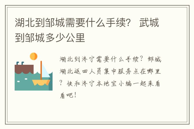 湖北到邹城需要什么手续？ 武城到邹城多少公里
