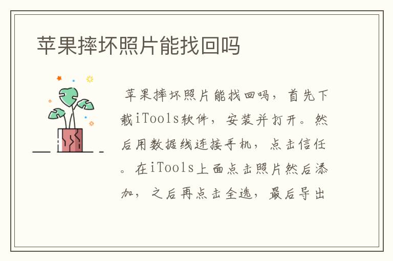  苹果摔坏照片能找回吗