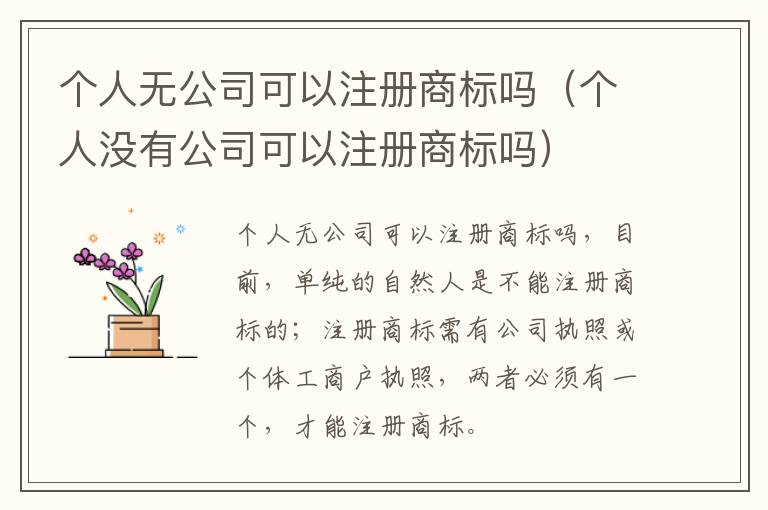 个人无公司可以注册商标吗(个人没有公司可以注册商标吗)