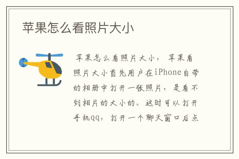  苹果怎么看照片大小