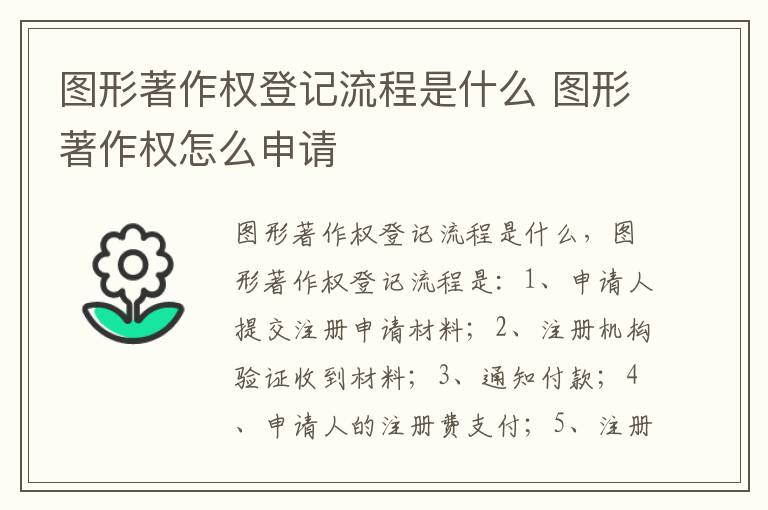 图形著作权登记流程是什么 图形著作权怎么申请