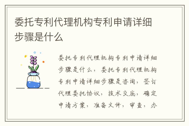 委托专利代理机构专利申请详细步骤是什么