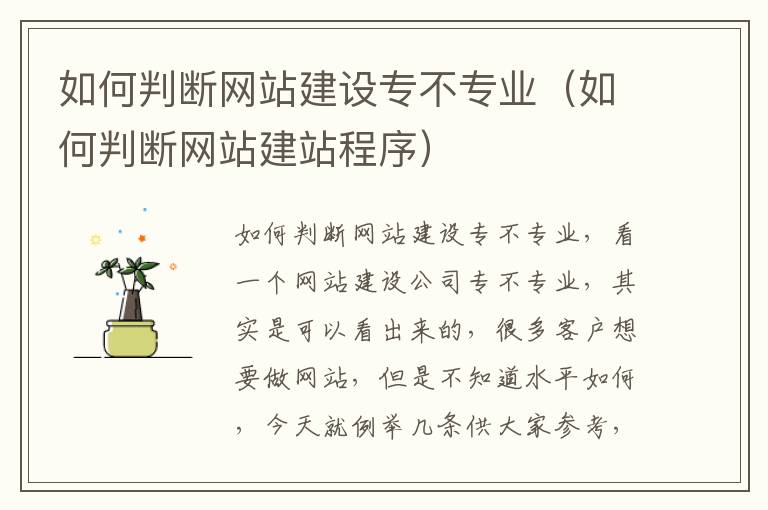 如何判断网站建设专不专业（如何判断网站建站程序）