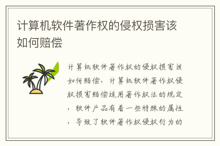 计算机软件著作权的侵权损害该如何赔偿