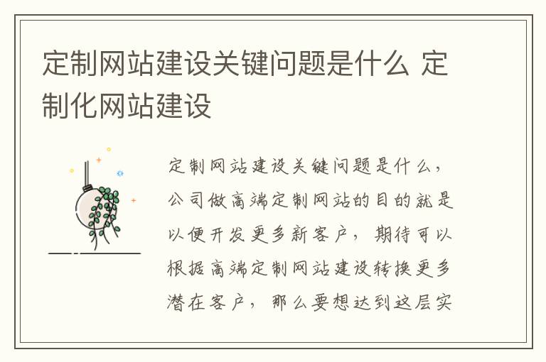 定制网站建设关键问题是什么 定制化网站建设