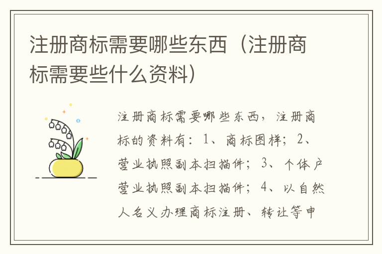 注册商标需要哪些东西（注册商标需要些什么资料）