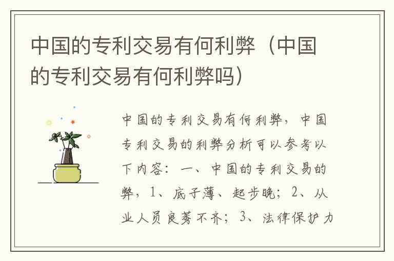 中国的专利交易有何利弊（中国的专利交易有何利弊吗）