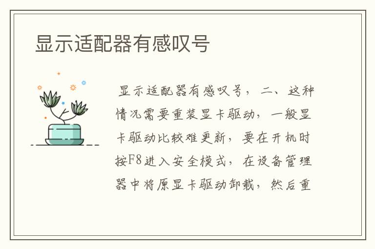  显示适配器有感叹号