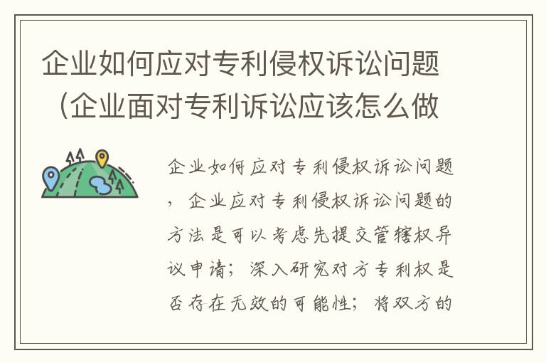 企业如何应对专利侵权诉讼问题（企业面对专利诉讼应该怎么做）